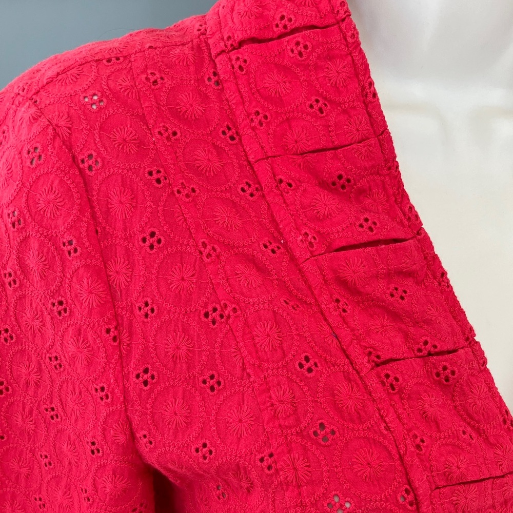 a la carte Eyelet Cotton Women's Jacket/Topper Romantic Layering Size S Red - Picture 4 of 11